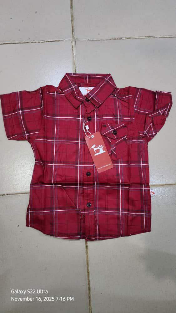 Kids' Red Checkered Short-Sleeve Shirt