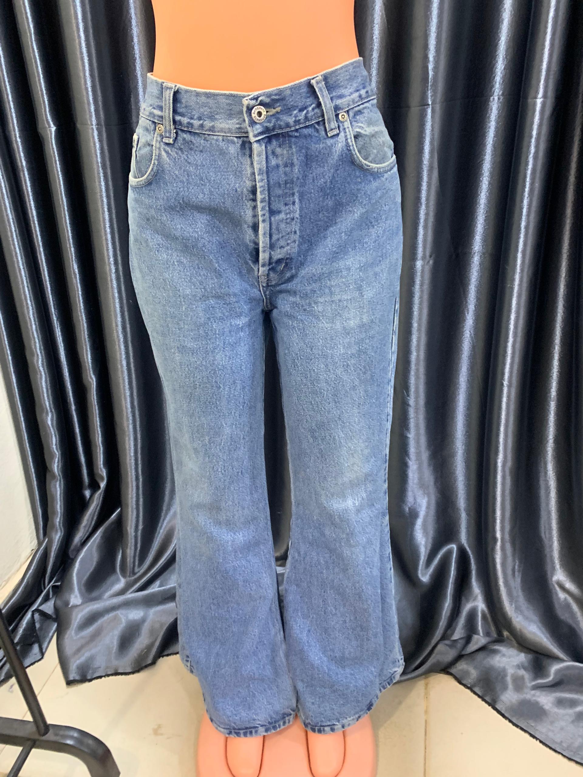 Wide-Leg Light Blue Jeans