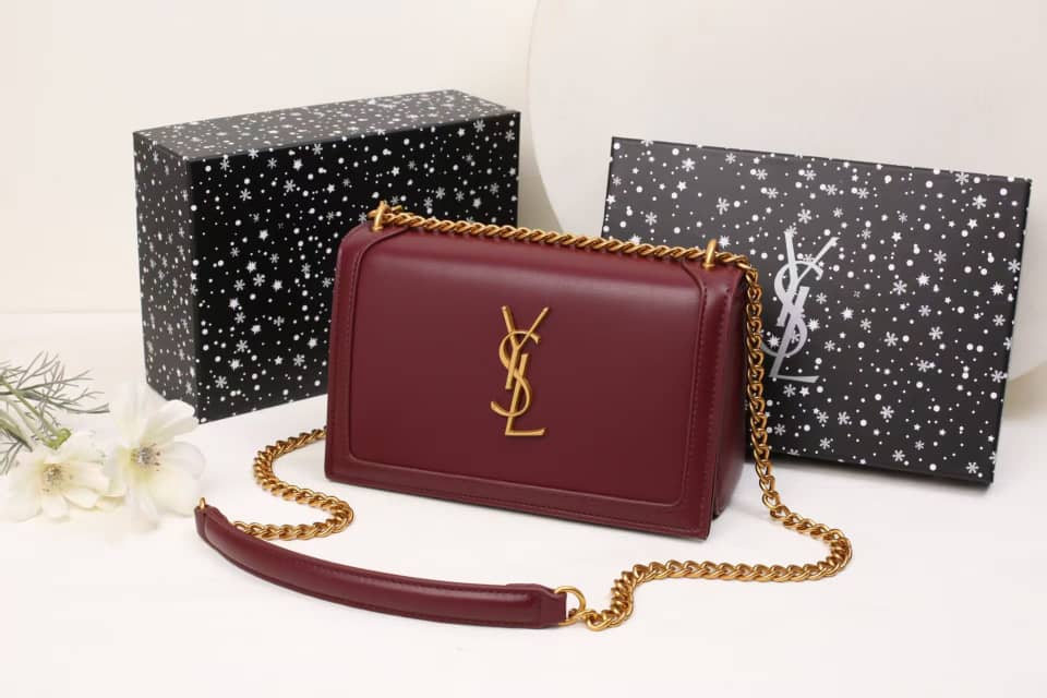 Burgundy YSL Chain Bag