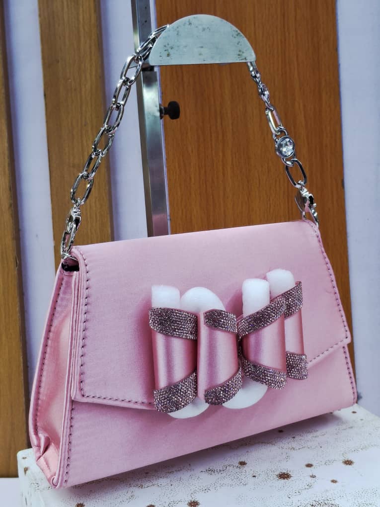 Pink Satin Bow Chain Mini Bag