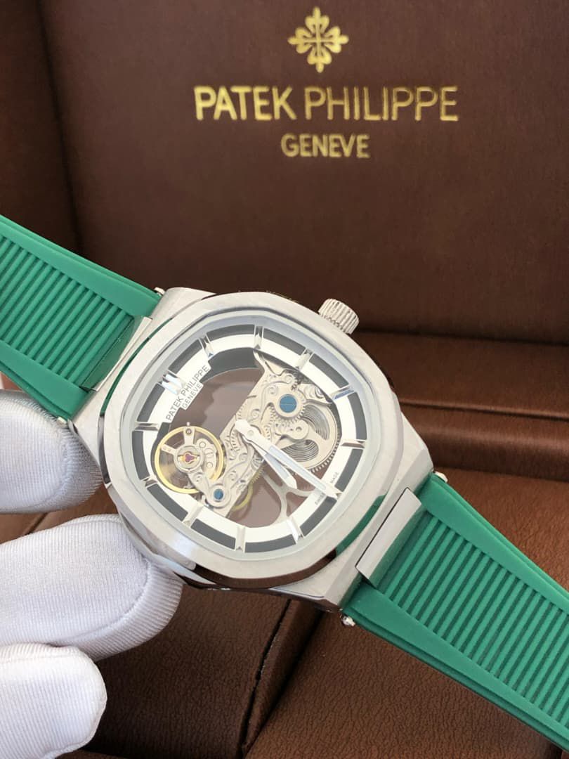 Patek Philippe Skeleton Watch (Green Strap)