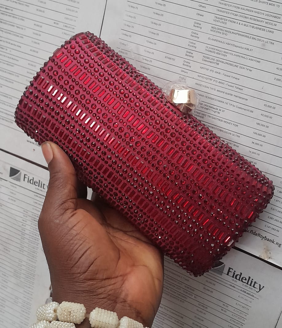 Red Rhinestone Evening Clutch